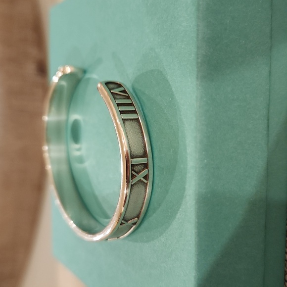 Tiffany & Co. Atlas Roman Numeral Cuff Solid Sterling Silver Bracelet - Picture 3 of 5